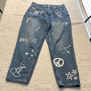 Cali 1850 Artistic Blue Straight Leg Jeans